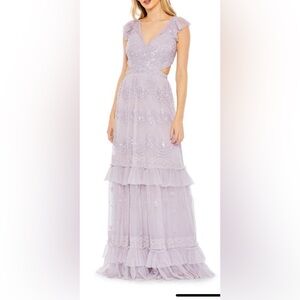 Mac Duggal Lilac Sequin Ruffle Gown